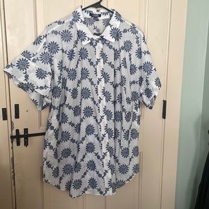 Chaps Ralph Lauren Women's Embroidered Flower Button Top